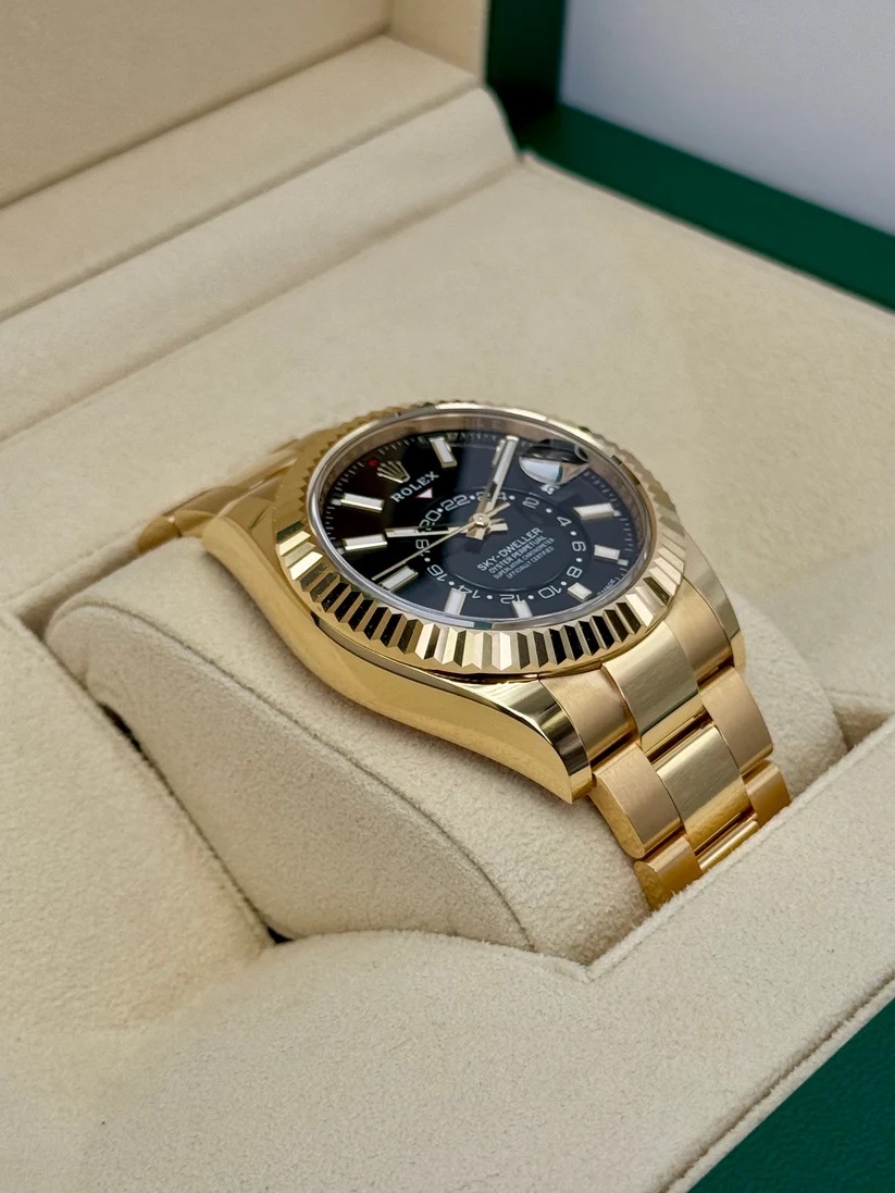 RLX Sky-Dweller 42mm 336938-0002 Yellow Gold Black Dial Oyster - LITELUX