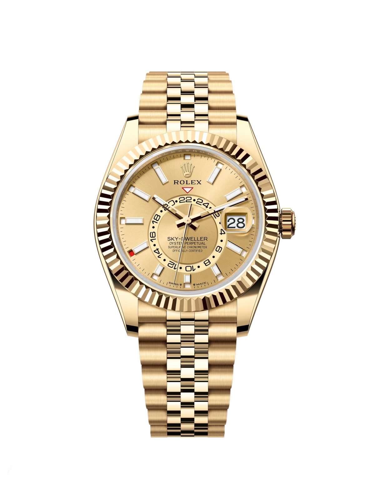 RLX Sky-Dweller 42mm 336938-0004 Yellow Gold Champagne Dial Jubilee - LITELUX