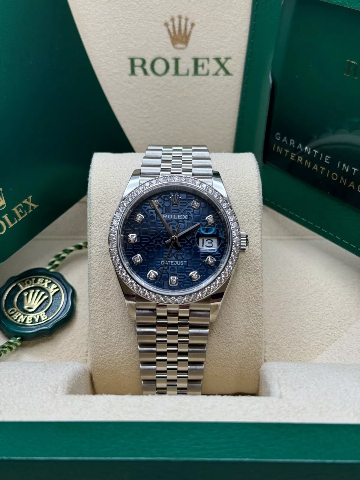 RLX Datejust 36mm 126284 Blue Jubilee Diamond Dial & Diamond Bezel, Stainless Steel Oyster Bracelet Watch - LITELUX