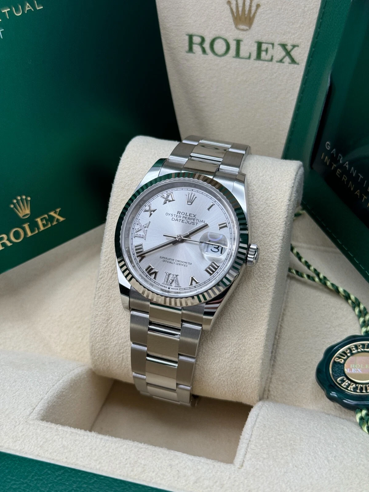 RLX Datejust 36mm 126234 White Roman Dial Oyster Stainless Steel Mens - LITELUX