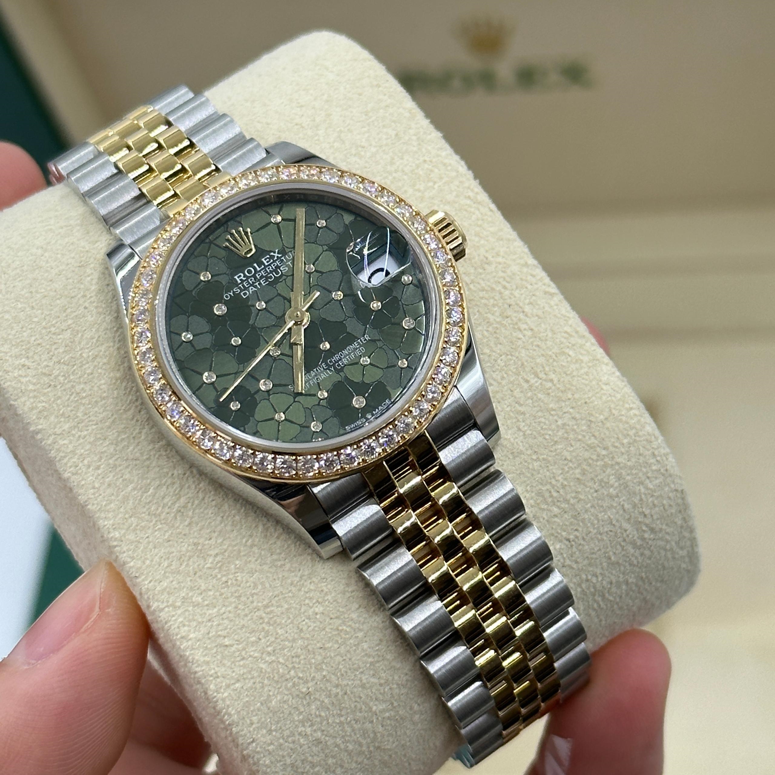 RLX Datejust m278383-0031/0032 31mm Green Floral Dial Oyster Bracelet - LITELUX