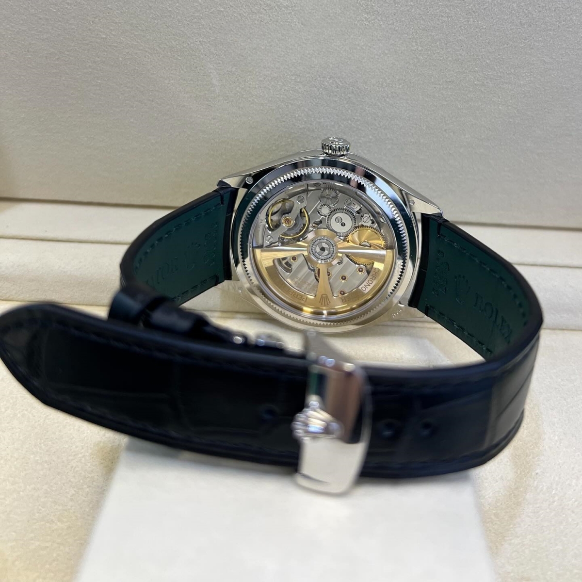 Rolex 1908 Platinum Ice Blue Dial Black Alligator Strap - 52506-0003 - LITELUX