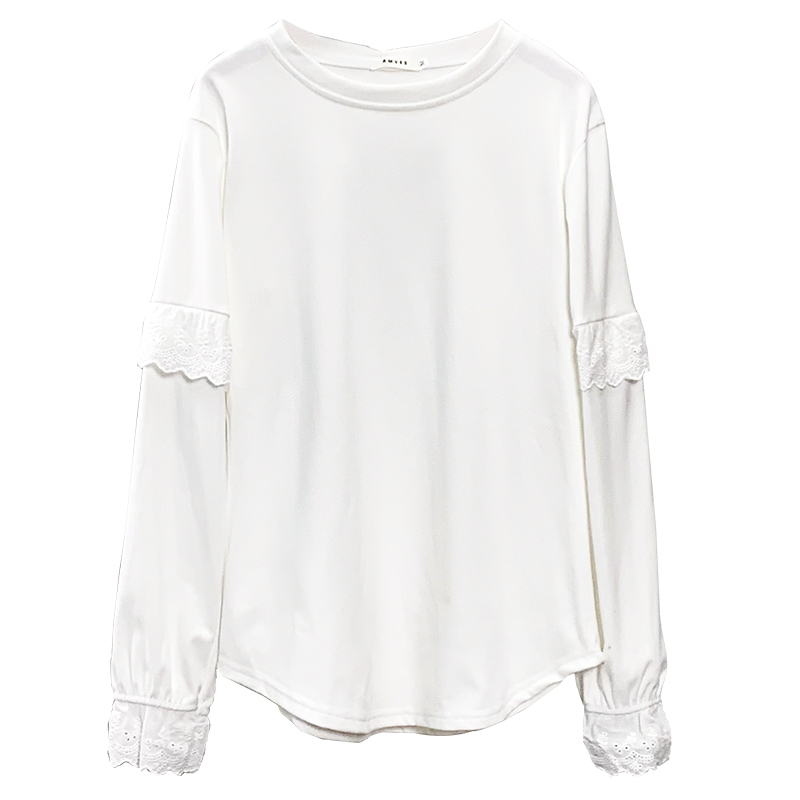 jpyuyuco-Autumn pure cotton brushed thick long-sleeved T-shirt