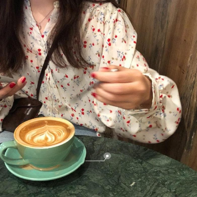 jpyuyuco-Button-Down Blouse With Floral Print