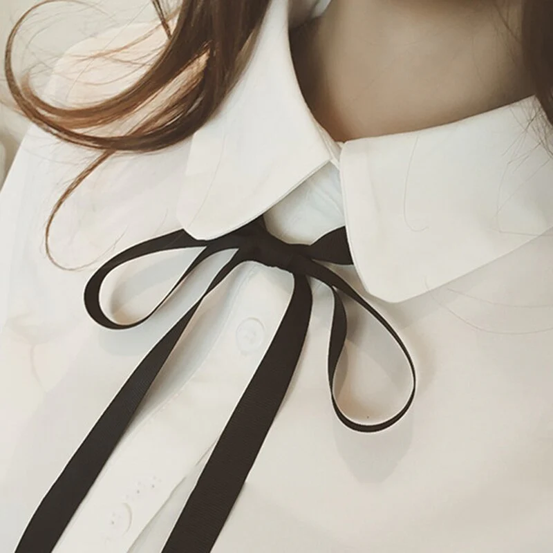jpyuyuco-Button-Down Blouse With Ribbon (S-5XL!)