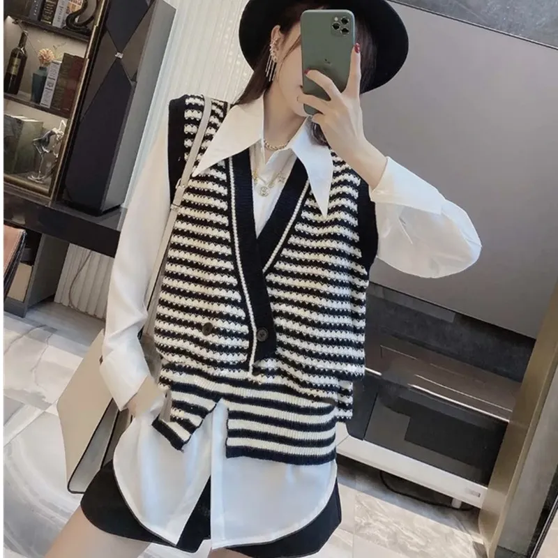 jpyuyuco-Summer French retro style with pointed collar polo shirt for women