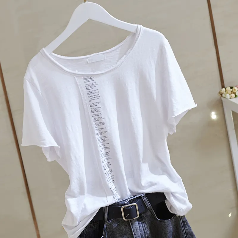 jpyuyuco-summer short-sleeved 2024 new printed white T-Decameron