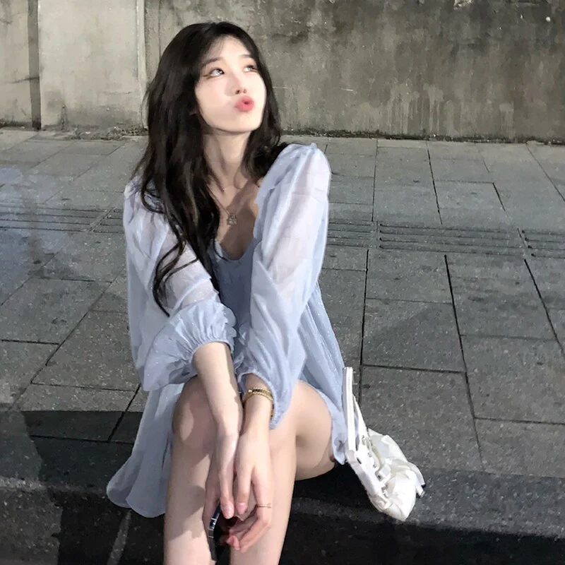 jpyuyuco-Transparent Blouse With Ruffles