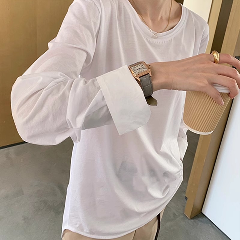 jpyuyuco-Autumn white bottoming shirt pure cotton t-shirt for women