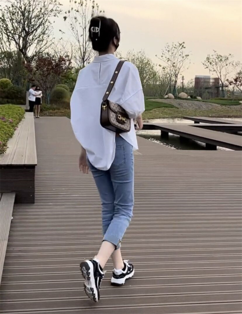 jpyuyuco-Special sale white short-sleeved shirt and jeans for women