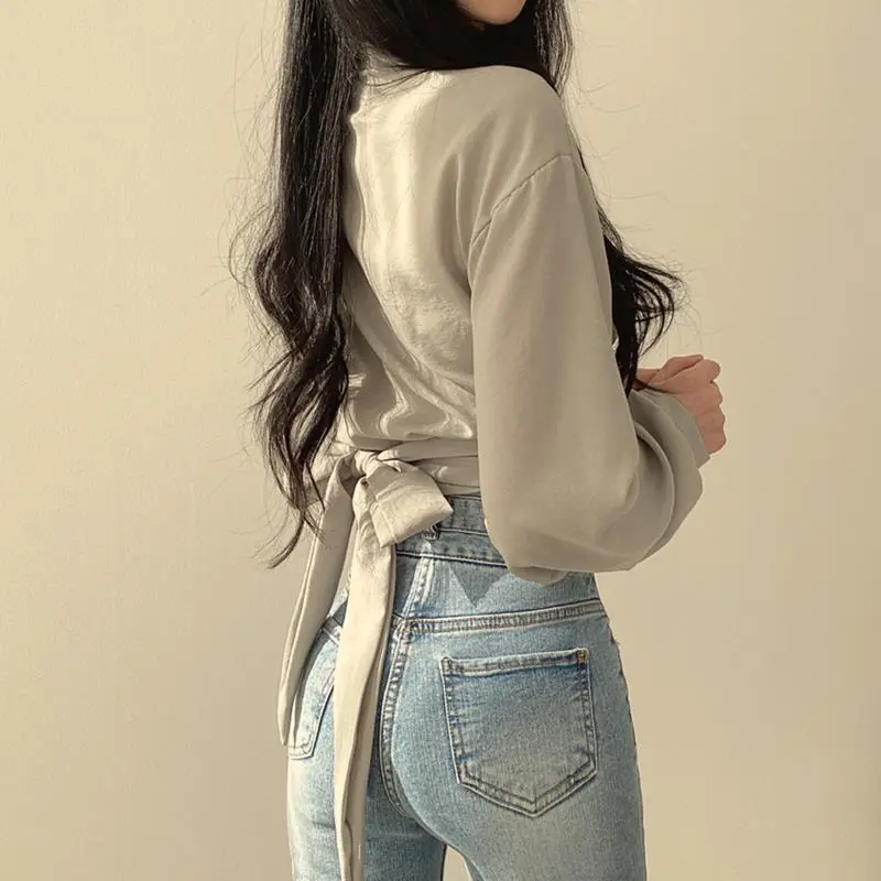 jpyuyuco-Crop Top With Lantern Sleeves