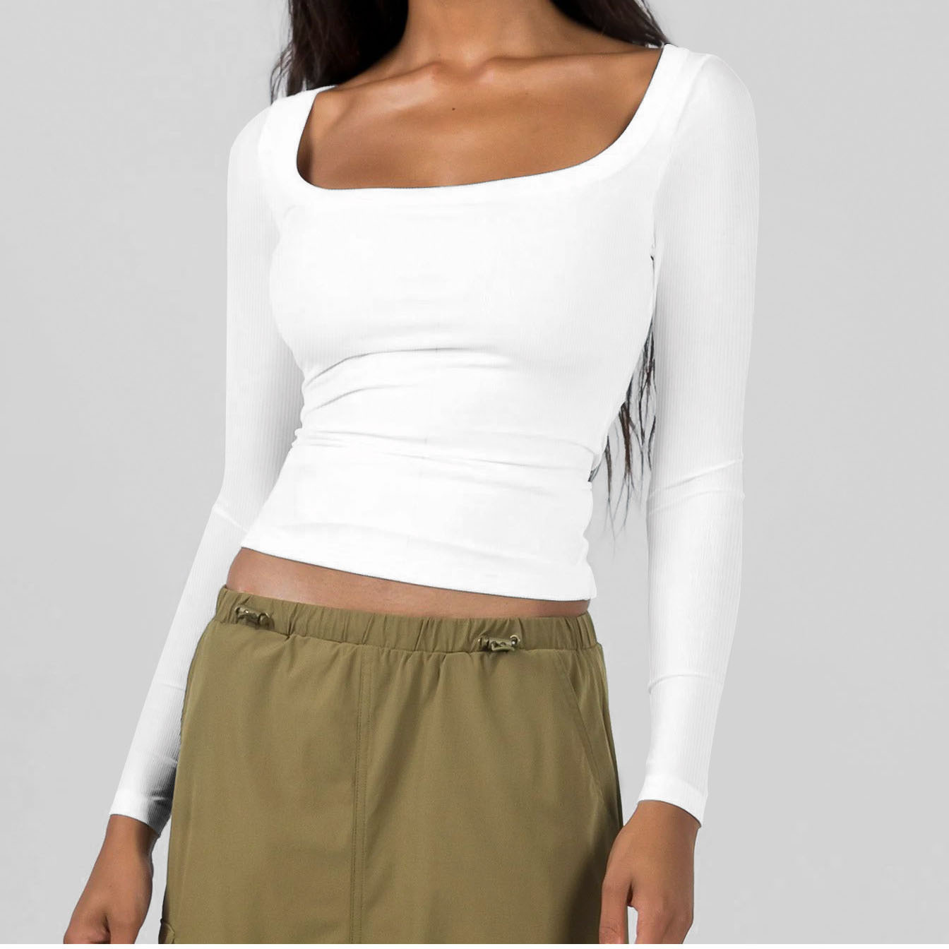 jpyuyuco-Women's Tops Knitted T-shirt Sexy U-neck Long Sleeve Shirt