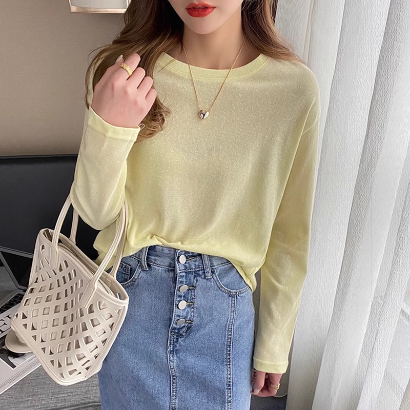 jpyuyuco-Autumn white long-sleeved T-shirt loose top