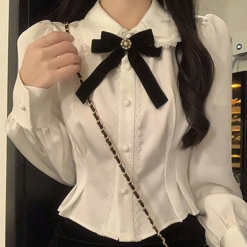 jpyuyuco-Lace Peter Pan Collar Blouse