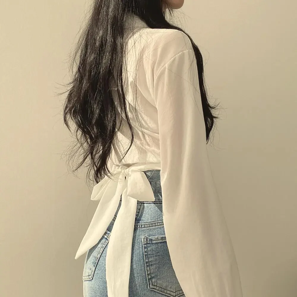 jpyuyuco-Crop Top With Lantern Sleeves