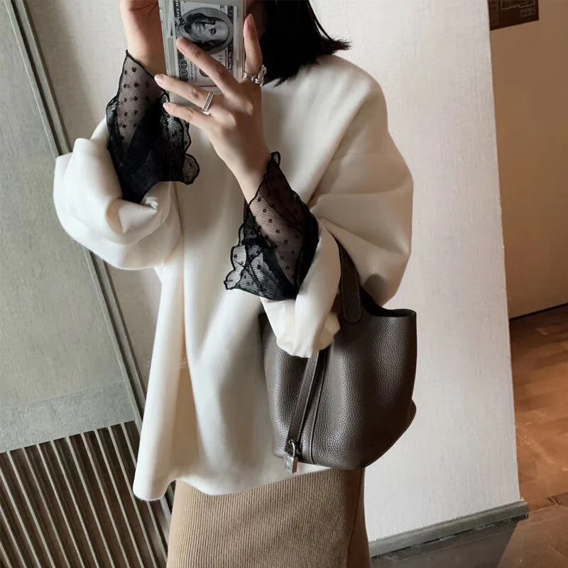 jpyuyuco-Transparent Blouse With Polka Dots And Flared Sleeves