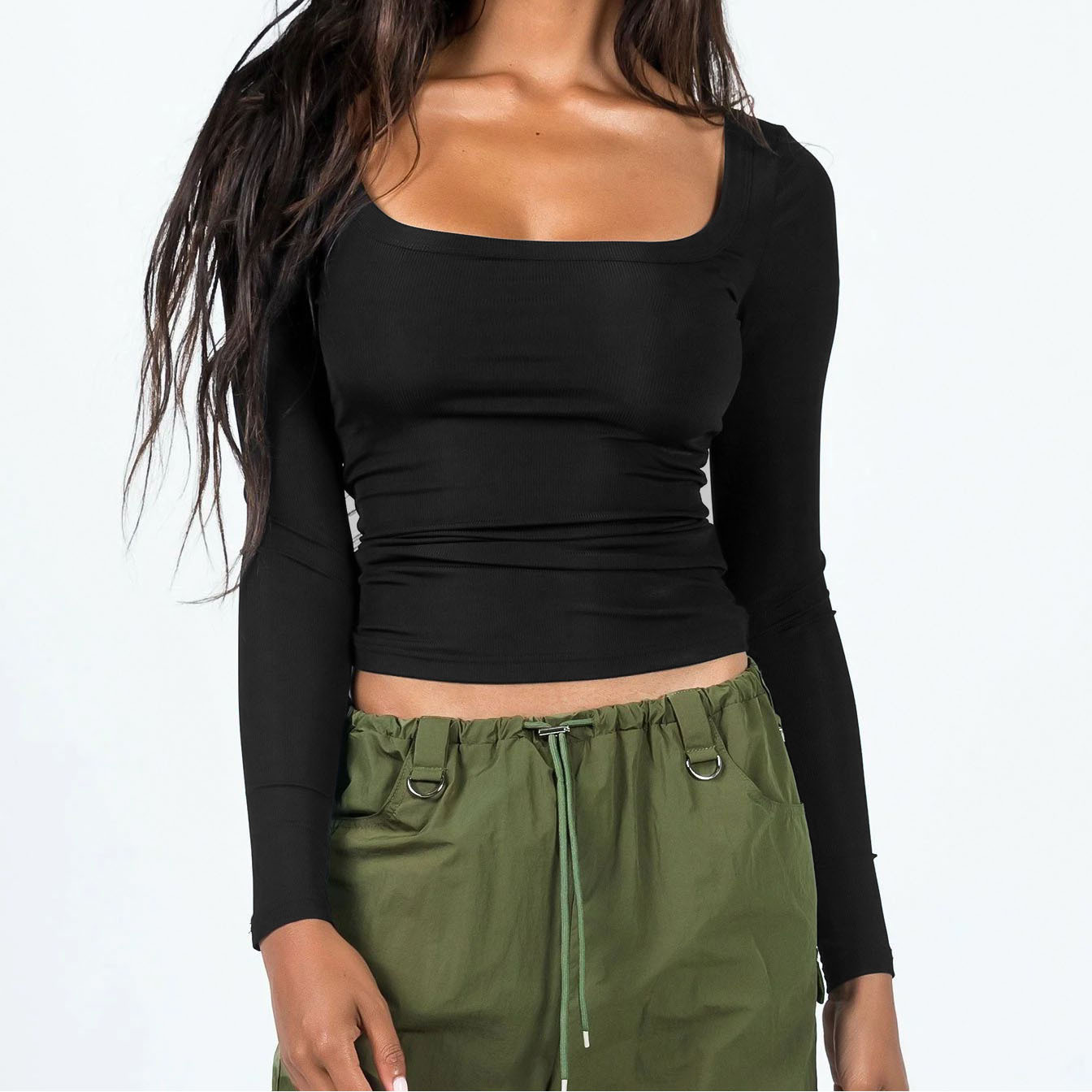 jpyuyuco-Women's Tops Knitted T-shirt Sexy U-neck Long Sleeve Shirt
