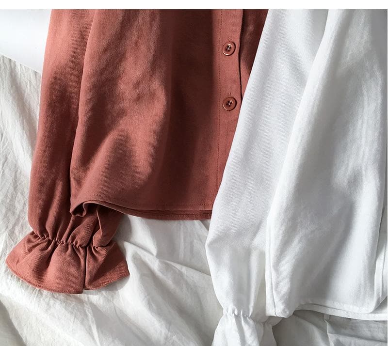 jpyuyuco-Collared Longsleeve Blouse