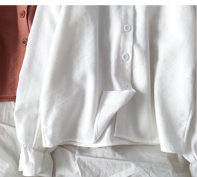jpyuyuco-Collared Longsleeve Blouse