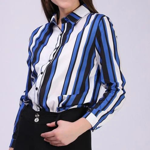 jpyuyuco-Button-Down Blouse With 3/4 Sleeves