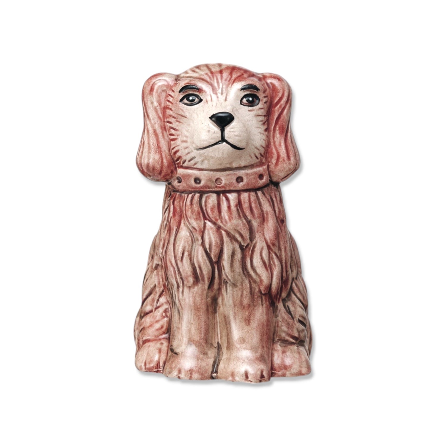 Hand-Painted Vintage-Inspired Crackle Glaze Staffordshire Pink Dog Vase