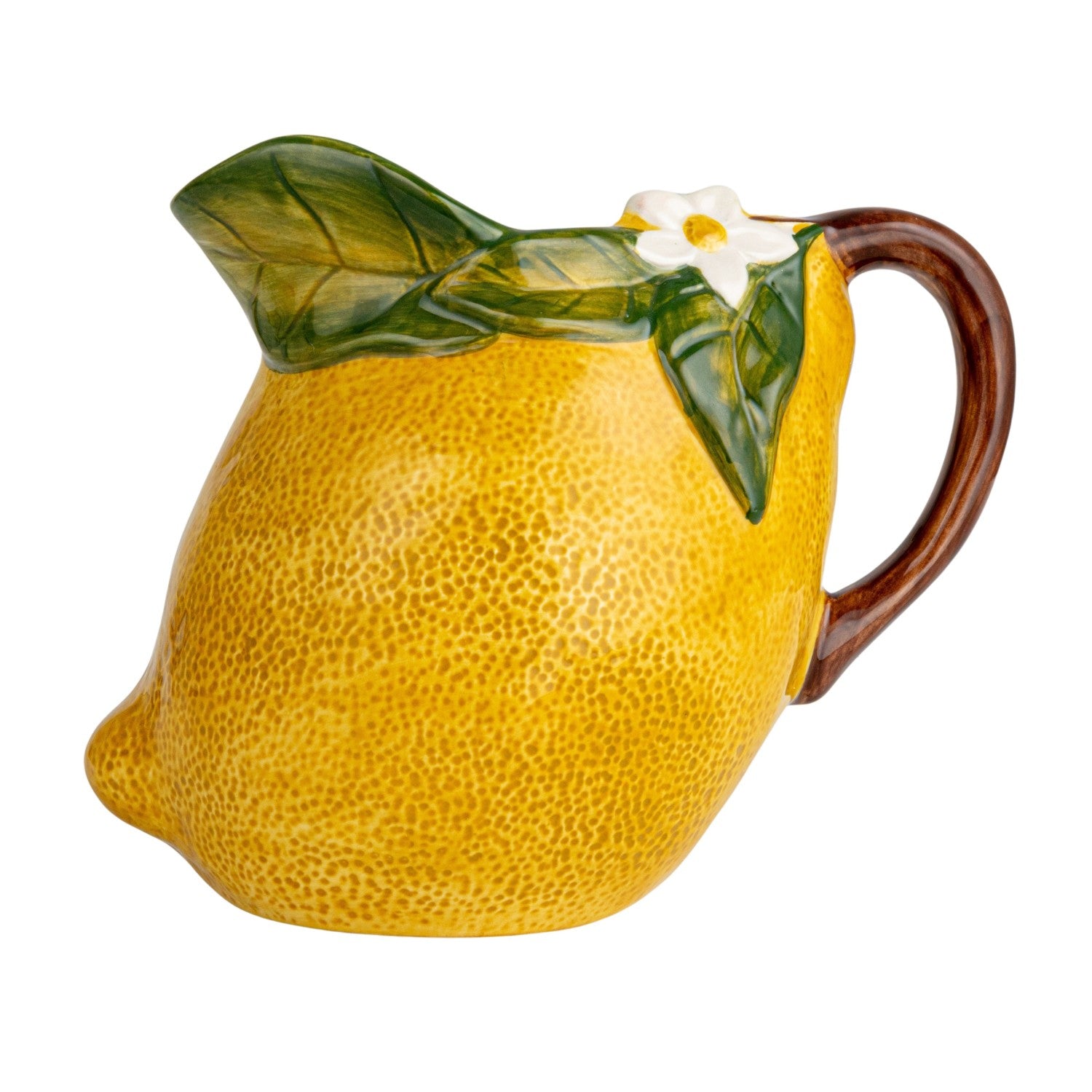 Hand-Painted Stoneware Ceramic Lemon Pitcher