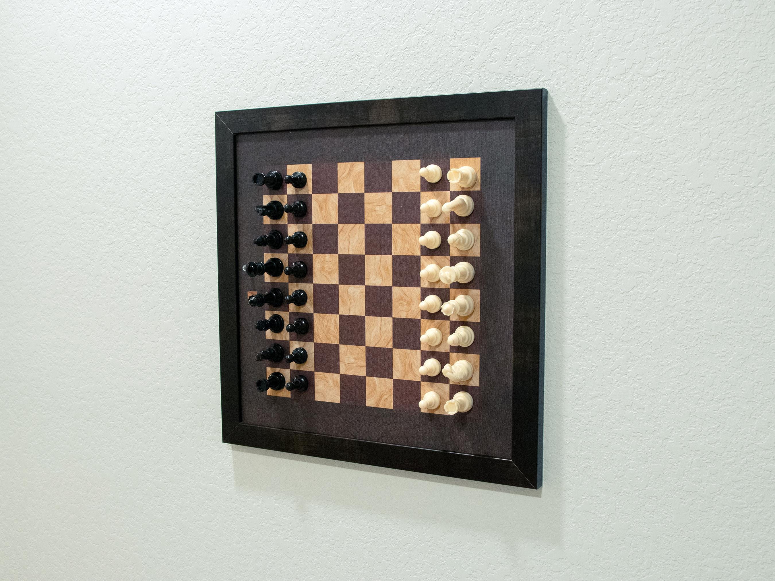 Magnetic Checkers and Magnetic Chess Combo Set | Hanging Wall Home Decor | Unique Board Game | Game Room | One board with both game sets