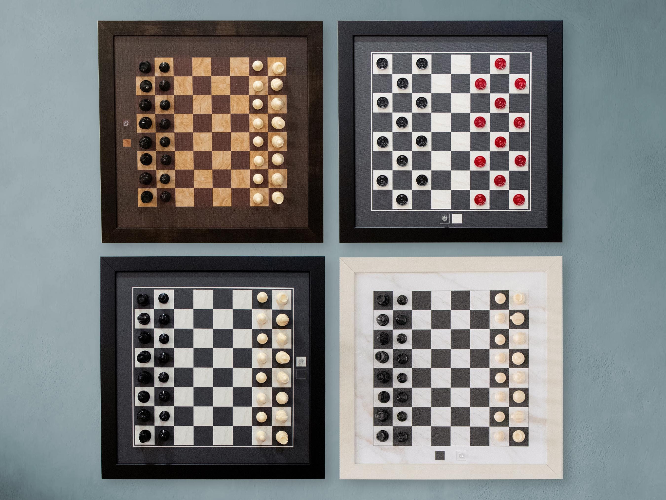 Magnetic Checkers and Magnetic Chess Combo Set | Hanging Wall Home Decor | Unique Board Game | Game Room | One board with both game sets