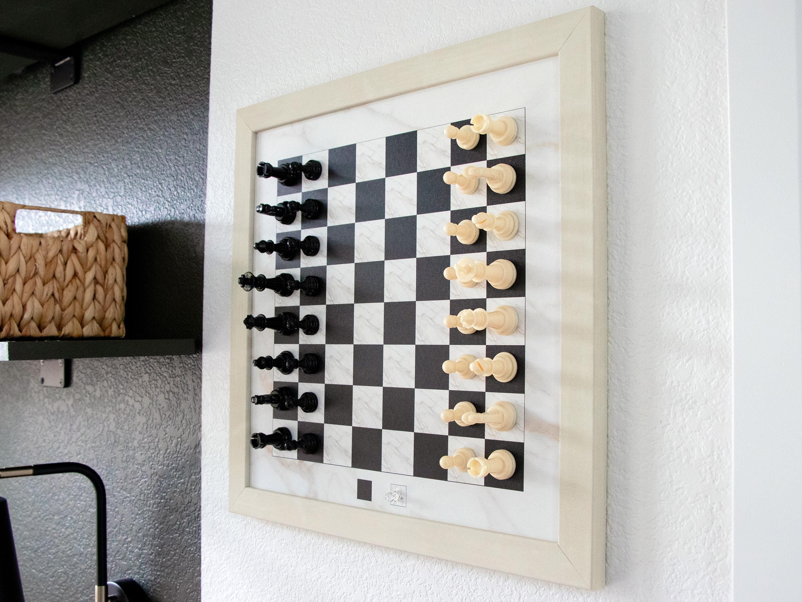 Magnetic Checkers and Magnetic Chess Combo Set | Hanging Wall Home Decor | Unique Board Game | Game Room | One board with both game sets