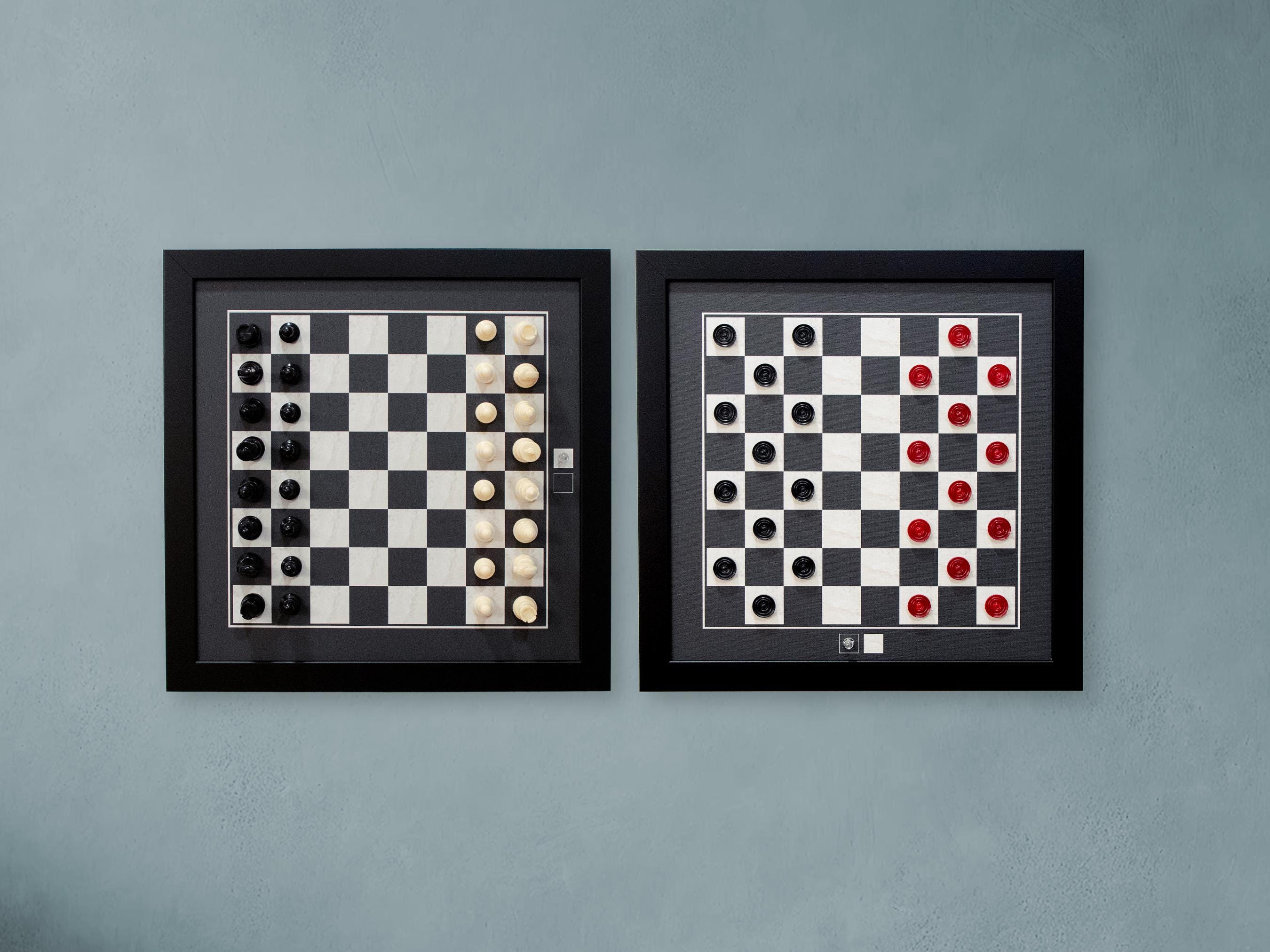 Magnetic Checkers and Magnetic Chess Combo Set | Hanging Wall Home Decor | Unique Board Game | Game Room | One board with both game sets