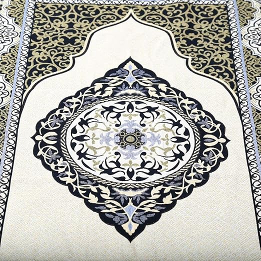 سجادة صلاة إسلامية-99 خرزة وقبعة ، سجادة صلاة إسلامية للرجال والنساء والأطفال (سوداء)