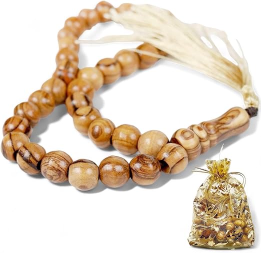 33 حبة من خشب الزيتون - مسبحة صلاة إسلامية - مسبحة هدية إسلامية