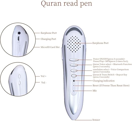 قلم قراءة القرآن ، تلاوة متعددة اللغات-25 قراءة ، 16 جيجابايت قلم قراءة القرآن الرقمي القابل لإعادة الشحن ، صندوق هدايا من الألومنيوم-هدية إسلامية مثالية لرمضان ، عيد الفطر أو أي مناسبة
