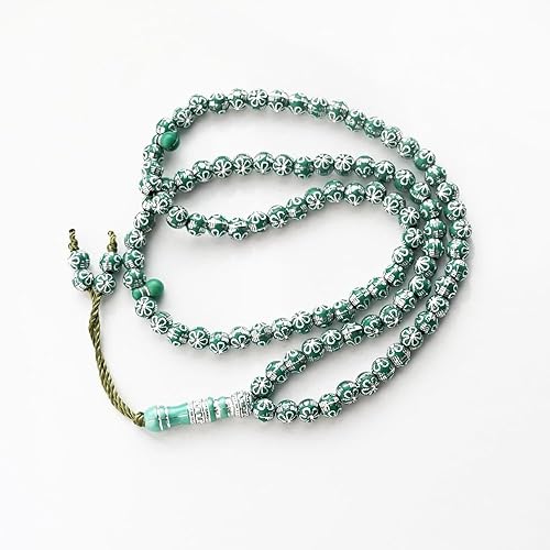 مسبحة صلاة إسلامية من الأكريليك الأخضر 8 مم، قلادة مسبحة إسلامية من 99 حبة