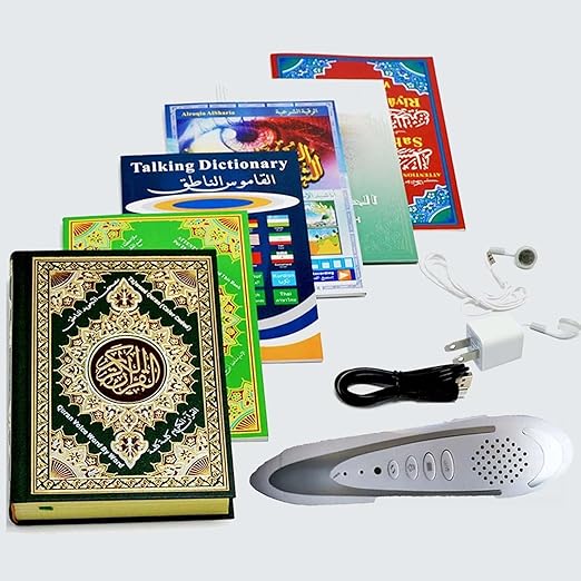 قلم قراءة القرآن الكريم الرقمي الكبير، قابل لإعادة الشحن، قابل للنسخ، قلم تسجيل القرآن الكريم الرقمي، يدعم 25 لغة، مكبر صوت مدمج، يتضمن 6 كتب، مناسب كهدية رمضان، للأطفال والكبار، أزرق.