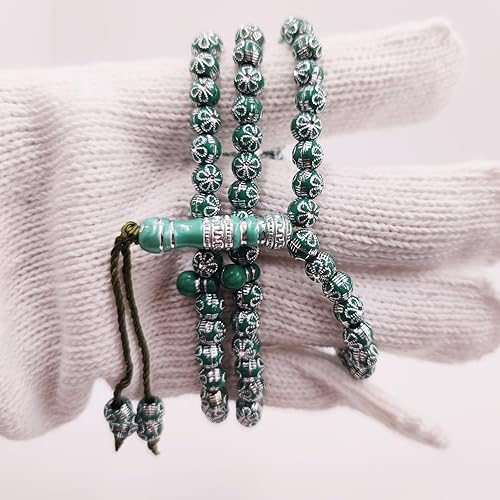 مسبحة صلاة إسلامية من الأكريليك الأخضر 8 مم، قلادة مسبحة إسلامية من 99 حبة