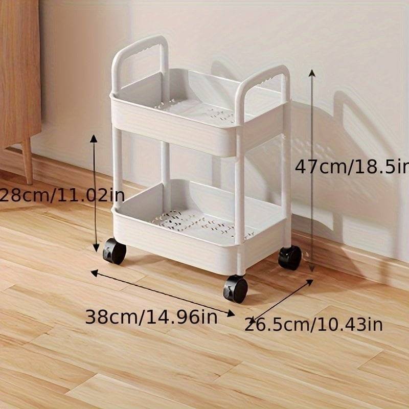 1pc Small Stroller Rack. Kitchen Floor Storage Rack. Living Room Bedroom Bedside Multi-layer Storage Rack With Wheels. Snack Car
