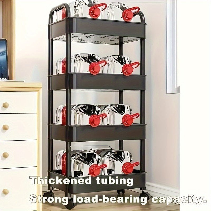 1pc Small Stroller Rack. Kitchen Floor Storage Rack. Living Room Bedroom Bedside Multi-layer Storage Rack With Wheels. Snack Car