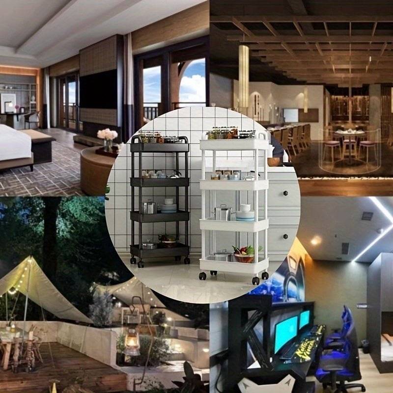 1pc Small Stroller Rack. Kitchen Floor Storage Rack. Living Room Bedroom Bedside Multi-layer Storage Rack With Wheels. Snack Car