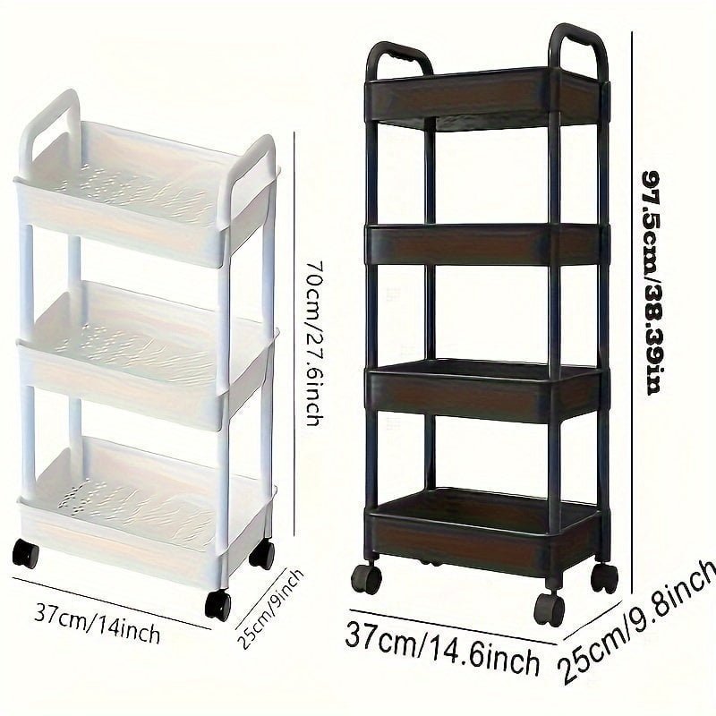 1pc Small Stroller Rack. Kitchen Floor Storage Rack. Living Room Bedroom Bedside Multi-layer Storage Rack With Wheels. Snack Car