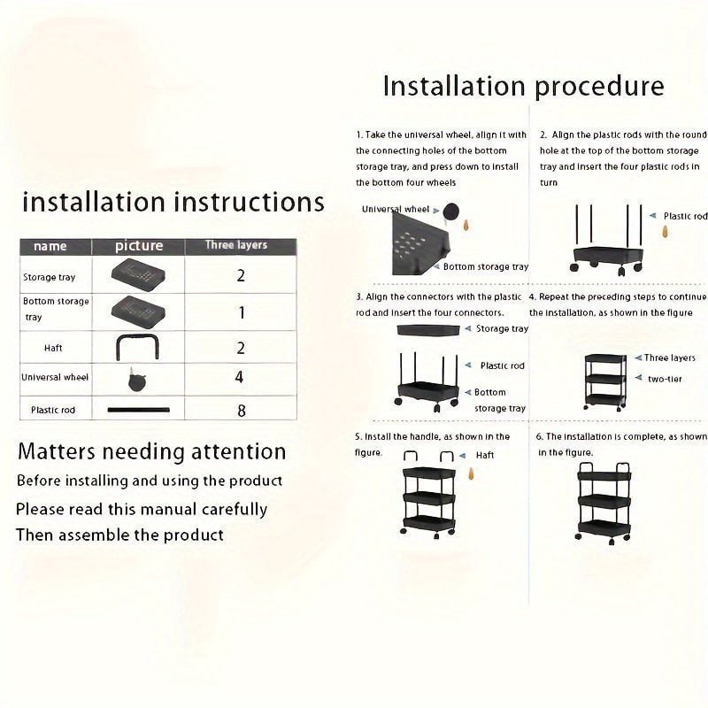 1pc Small Stroller Rack. Kitchen Floor Storage Rack. Living Room Bedroom Bedside Multi-layer Storage Rack With Wheels. Snack Car
