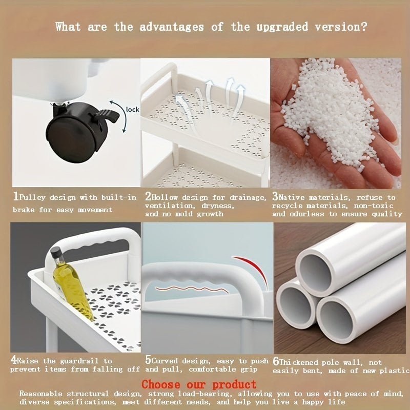 1pc Small Stroller Rack. Kitchen Floor Storage Rack. Living Room Bedroom Bedside Multi-layer Storage Rack With Wheels. Snack Car