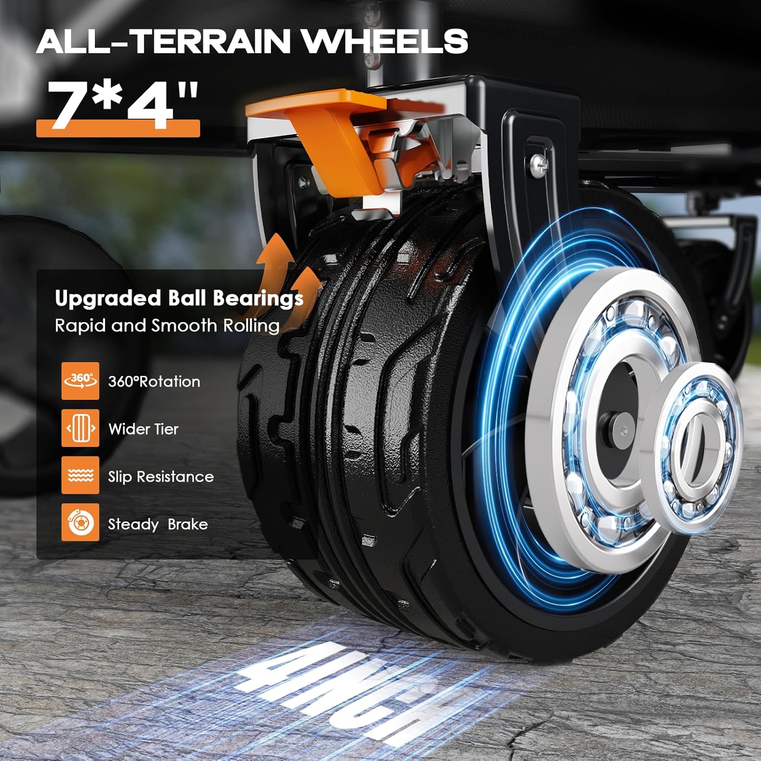 Collapsible Wagon Cart Heavy Duty Foldable. Folding Beach Wagon with Big Wheels for Sand. Utility Grocery Cart with Side Pocket and Brakes for Camping Sports Outdoor Activities. Black