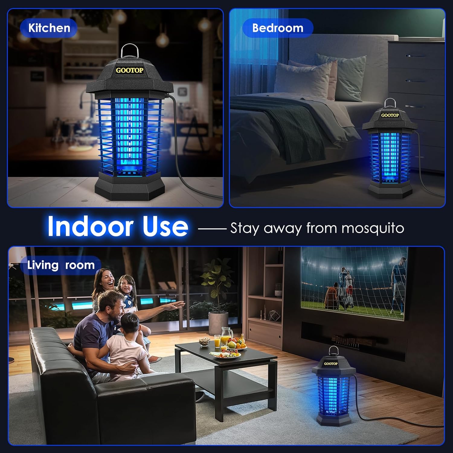 GOOTOP Bug Zapper Outdoor – High-Efficiency Insect Killer for Indoor & Outdoor Use, All-in-One Mosquito & Pest Control Solution, Effectively Kills Mosquitoes, Flies, Moths, Ants, and Other Common Pests – Last Day 50% Off