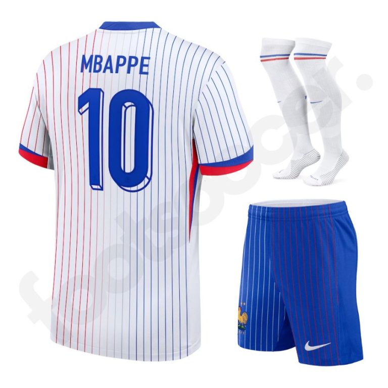 Maillot Kit Enfant Equipe de France Blanc 2024 2025 Mbappe