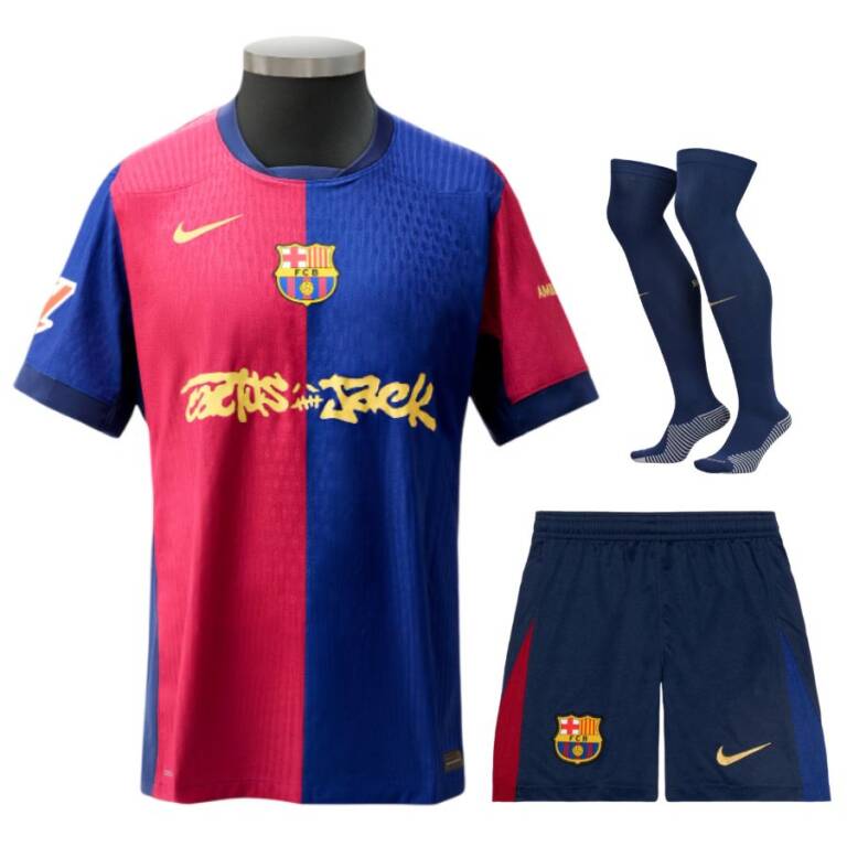 Maillot Kit Enfant Barca Domicile 2024 2025 Travis Scott