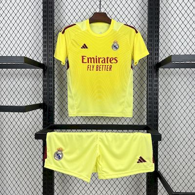 Real Madrid 2025/26 Yellow Goalkeeper Kids Kit