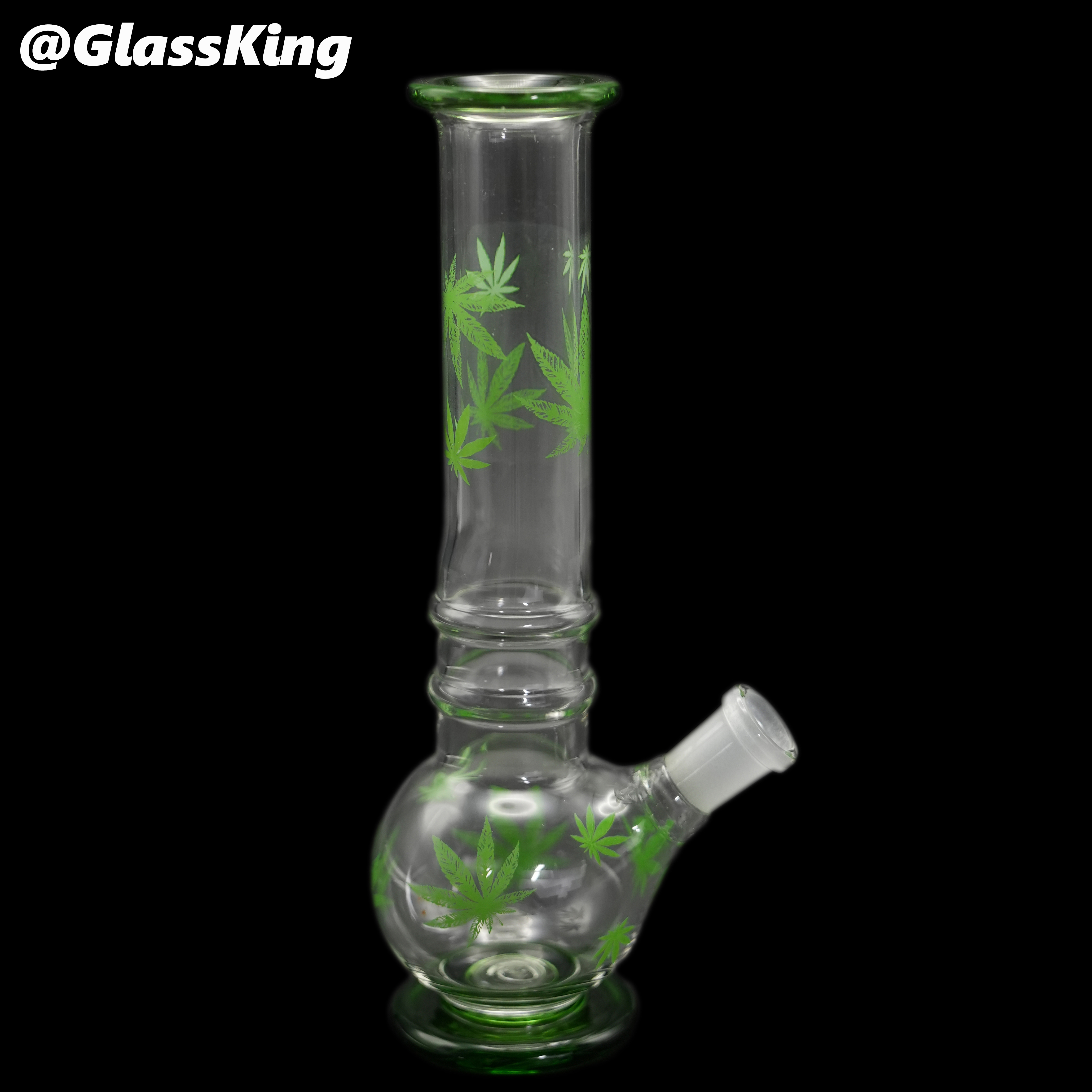 GlassKing Breath of Nature Hookah Bottle | Fresh Green Leaf Design