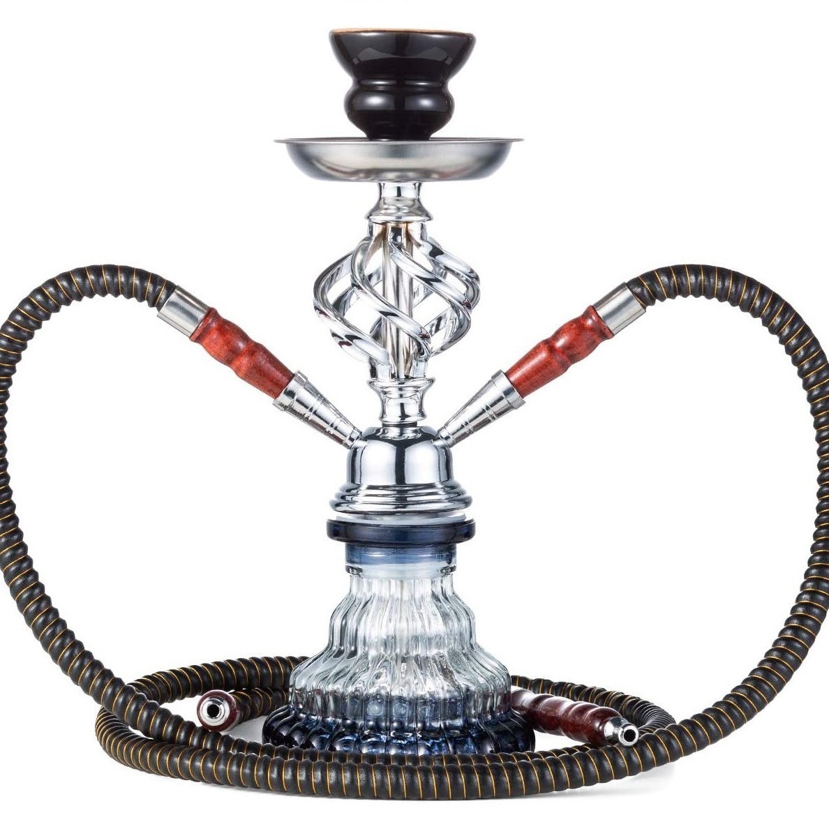 GlassKing Single Bead Glass Double-Tube Hookah
