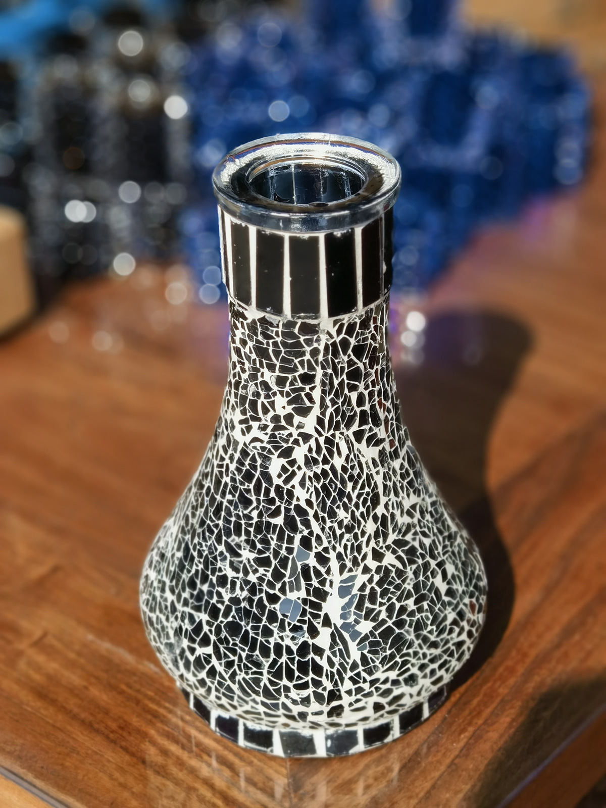 GlassKing Blue and White Glass Double-Tube Hookah